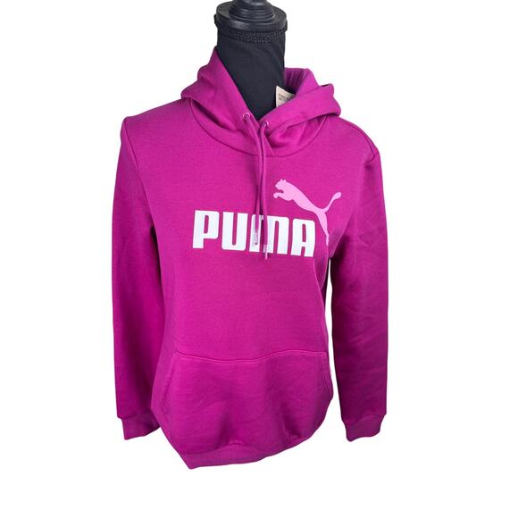 Puma Women's Essential+ Logo Fleece Hoodie NWT PINK SIZE S - Picture 3 of 9